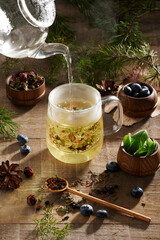 herbal tea with blueberries and rosehip