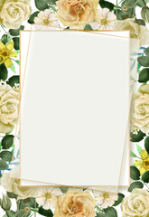 Fototapeta na wymiar wedding invitation template yellow flowers