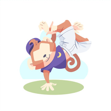 illustration of a monkey animal doing an acrobatic dance