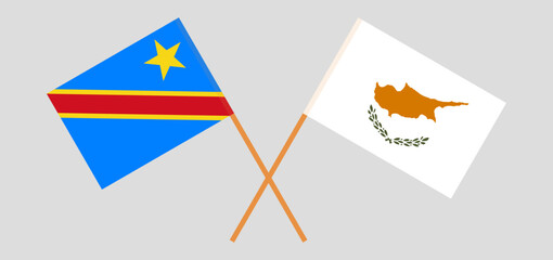 Crossed flags of Democratic Republic of the Congo and Cyprus. Official colors. Correct proportion