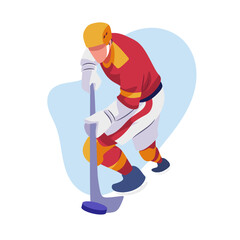 vector drawing illustration of a hockey player