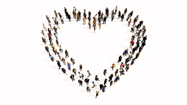 Large Group People Form Hearts Love Stock Illustration 240913654
