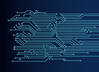 Electronics board. High tech digital data connection system concept. Circuit engineering technology. Computer electronic printed circuit board microcircuit design