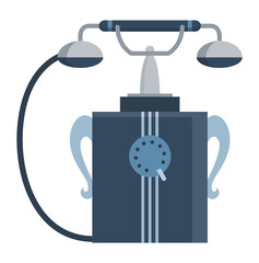 Step of evolution of phone. Classic communication device. Old antique analog technology of phone. Gadget of retro generation