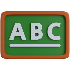 3d rendering blackboard with the words a b c isolated