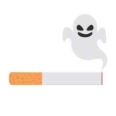 Cigarette icon flat line with ghost smoke