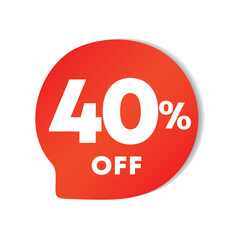 40% off. Discount price icon. Sales for retail, store. Special offer vector