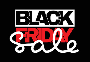Black Friday Sale. Beautiful lettering in black, white, and red. Vector illustration.