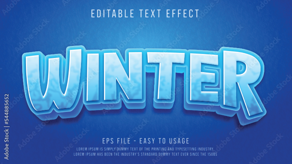 Poster winter editable text effect with 3d ice style