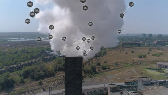 Smoke from the chimney of a large factory. Visualization of environmental pollution. The concept of harmful emissions from the factory chimney