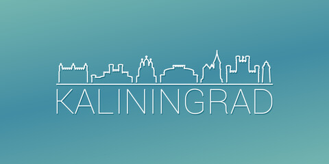 Fototapeta premium Kaliningrad, Kaliningrad Oblast, Russia Skyline Linear Design. Flat City Illustration Minimal Clip Art. Background Gradient Travel Vector Icon.