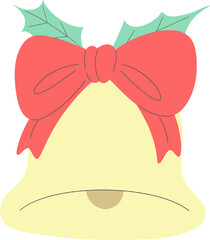 Christmas bell festival with red ribbon illustration