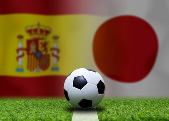 Fototapeta premium Football Cup competition between the national Japan and national Span.