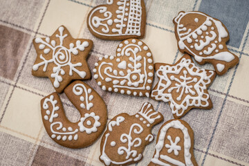 homemade glazed gingerbread cookies for Christmas holidays