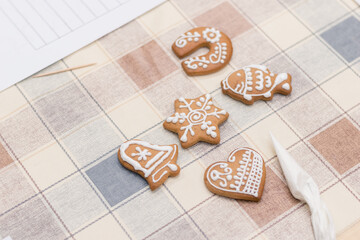 homemade glazed gingerbread cookies for Christmas holidays