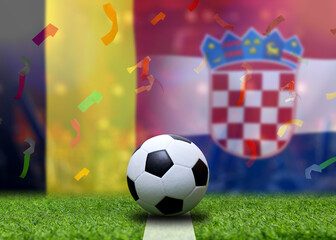 Fototapeta premium Football Cup competition between the national Belgium and national Croatia.