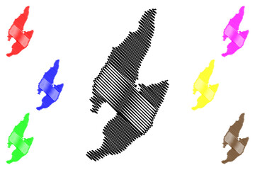 Sado island (Japan, East Asia, Japanese archipelago) map vector illustration, scribble sketch Sado map