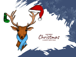 Merry Christmas festival background with beautiful reindeer