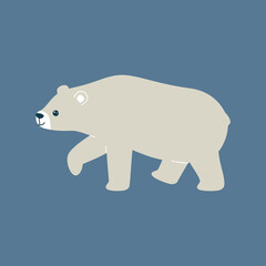 Vector illustration of a cute polar bear. Isolated on blue background