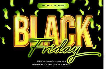 Black friday text effect gold modern style editable font