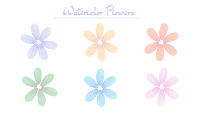 Watercolor flowers hand drawn vector illustration 