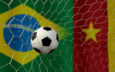 Football Cup competition between the national Brazil  and national Cameroon.