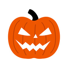 Halloween pumpkin. Funny faces. Autumn holidays. Pumpkin on white background. Symbol of the Halloween holiday. Orange pumpkin with smile for your design for the Halloween.