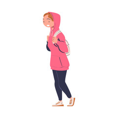 Smiling Woman Character with Backpack at the Airport Boarding Plane Vector Illustration