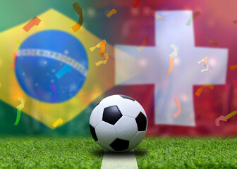 Fototapeta premium Football Cup competition between the national Brazil and national Switzerland.
