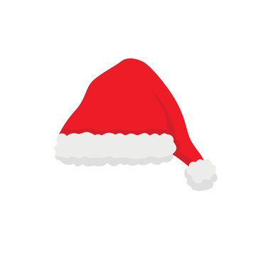 Christmas red hat isolated on white background. Santa Claus costume. Christmas concept. Vector stock
