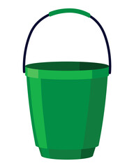 Bucket. Bail  cartoon icon or pail with handle. Plastic household equipment. Cleaning container