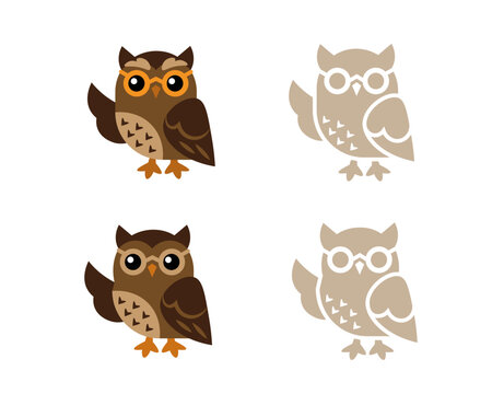 Owl with glasses (vector, logo, illustration)