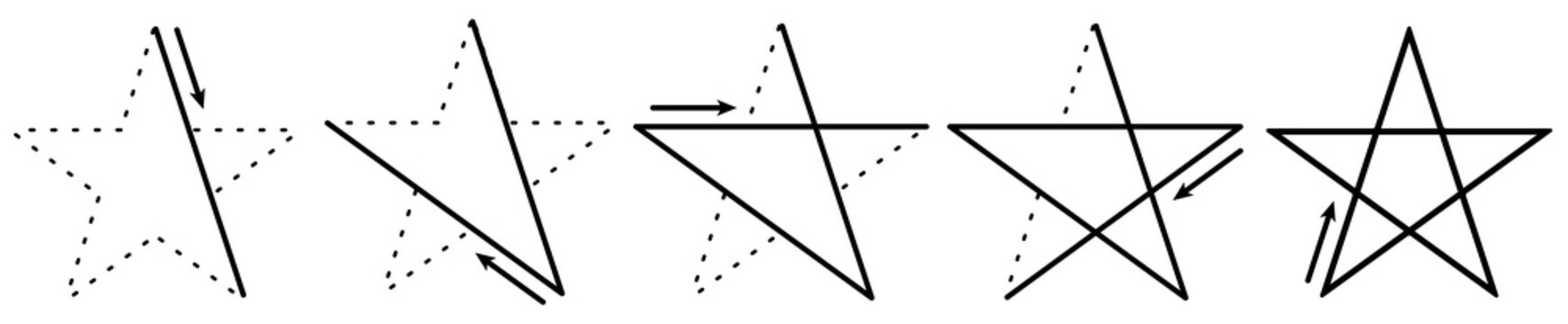 Lesson how to draw five-pointed star.
