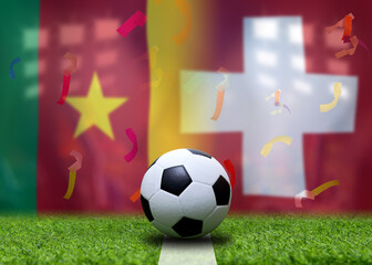 Fototapeta premium Football Cup competition between the national Cameroon and national Switzerland.