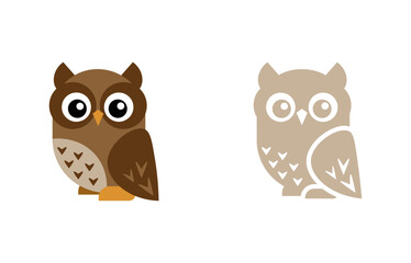 Cheerful owl (vector, logo, illustration)