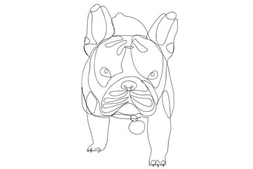 French bulldog one continuous single drawn line art vector illustration. Dog doodle one line style.