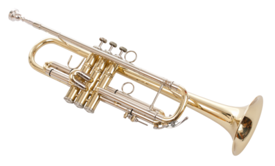 Shiny new metallic brass trumpet