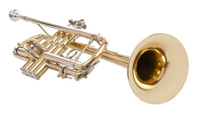 Shiny new metallic brass trumpet