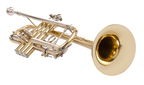 Shiny new metallic brass trumpet