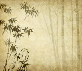 Traditional chinese painting Bamboo on old Paper Background