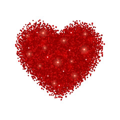 Heart red glitter isolated PNG