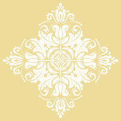 Oriental pwhite attern with arabesques and floral elements. Traditional classic white ornament. Vintage pattern with arabesques