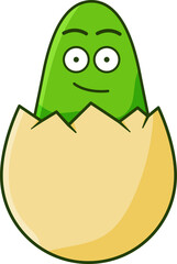 cute green alien egg hatched newborn Cartoon Vector Icon Illustration. Monster Icon Concept Isolated Premium Vector. Flat Cartoon Style