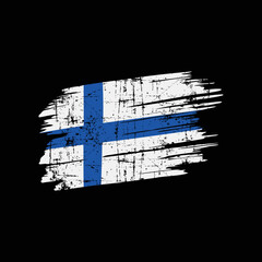 Grunge Finland flag. Vector illustration of Greece flag.