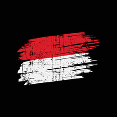 Grunge Indonesian flag. Vector illustration of Indonesian flag.