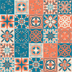 Ceramic tile with square patterns, trendy patchwork ceramic tile design vector Illustration