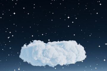 Abstact 3d render night scene and Natural podium background, cloud podium with night sky and stars for product display advertising cosmetic beauty products, skincare or etc