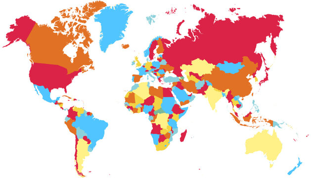 World map. Silhouette map. Color vector modern map.	