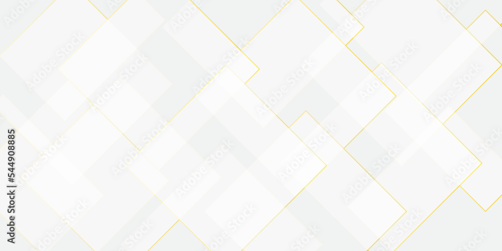 Poster abstract white, gray and golden geometric square pattern design of technology background with shadow