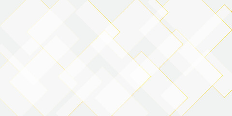 Abstract white, gray and golden geometric square pattern design of technology background with shadow. Square style design. Vector illustration.